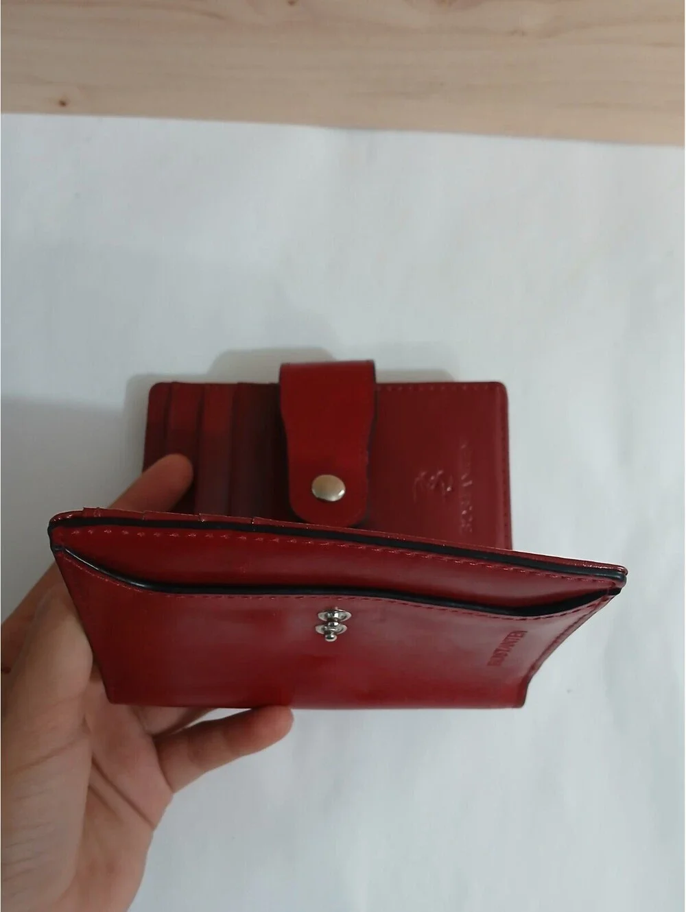 Bostanten Small Burgundy Wallet for Women Leather Red